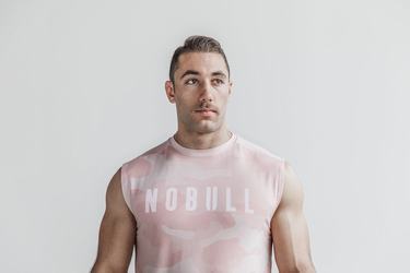 Nobull Sleeveless Men's T Shirts Rose Camo | Australia (NE8645)